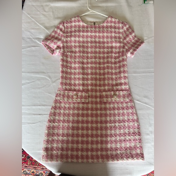 Bebop Pink and White Houndstooth Dress - Picture 1 of 6